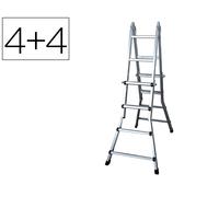 Blanca Escalera telescópica de aluminio de 4+4 peldaños