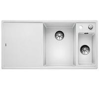 BLANCO AXIA III 6 S-F, SILGRANIT® PuraDur®, blanco, lavabo a la derecha, con sistema de desagüe oculto, incluye tabla de cortar de vidrio