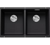 Blanco 525987 - Fregadero SUBLINE 350/350-U 2 Cubetas Bajo Encimera Mueble de 80Cm Negro