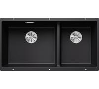Blanco 525993 - Fregadero SUBLINE 480/320-U 2 Cubetas Bajo Encimera Mueble de 90Cm Negro