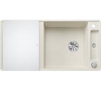 BLANCO AXIA III XL 6 S-F, SILGRANIT Softweiß, Tipo de montaje: enrasado, reversible, con tabla de cortar cristal, armario bajo 60, gran cuenca, superficie fácil de limpiar