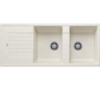 Blanco 527209 - Fregadero ZIA 8 S 2 Cubetas+Escurridor 80 Cm Sobre Encimera Reversible Blanco Suave