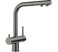 BLANCO Filtro FONTAS-S II de acero negro satinado, alta presión, con manguera extraíble, prevención de reflujo, cartucho de cerámica, calidad del agua asegurada y ahorro de agua, filtro todavía se