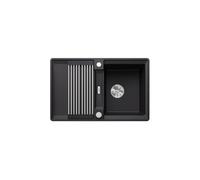BLANCO ADIRA 45 S-F Fregadero de granito de color negro de SILGRANIT, tipo de montaje: empotrable, reversible, para armarios inferiores de 45 cm de ancho, lavabo grande, superficie fácil de limpiar