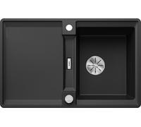 BLANCO ADIRA 45 S-F Fregadero de granito de color negro de SILGRANIT, tipo de montaje: empotrable, reversible, para armarios inferiores de 45 cm de ancho, lavabo grande, superficie fácil de limpiar