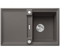BLANCO ADIRA 45 S, SILGRANIT, color gris volcánico, tipo de montaje: instalación desde arriba, reversible, con mando a distancia, con accesorios, armario bajo 45, gran lavabo, superficie fácil de