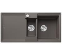 BLANCO ADIRA 6 S, SILGRANIT, color gris volcánico, tipo de montaje: instalación desde arriba, reversible, con mando a distancia, con accesorios, armario bajo 60, gran lavabo, superficie fácil de