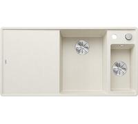 BLANCO AXIA III 6 S-F, SILGRANIT Softweiß, tipo de montaje: empotrado, lavabo principal a la derecha, con tabla de cortar madera, armario bajo 60, gran cuenca, superficie fácil de limpiar
