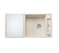 Blanco Axia III XL 6 - Fregadero de silgranite, 100x51 cm, con control de desagüe y accesorios, InFino, blanco suave 527051