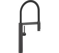 Blanco Culina S - Grifo de fregadero con brazo flexible y ducha, negro mate 527464