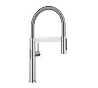 Blanco Culina S - Mezclador electrónico de fregadero con brazo flexible y rociador, alimentación de red, acero 527466