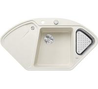 BLANCO DELTA II-F, SILGRANIT Softweiß, tipo de montaje: empotrado, lavabo principal izquierdo, con mando a distancia, con accesorios, armario bajo 80, fregadero esquinero, disposición ergonómica del