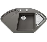 BLANCO DELTA II Fregadero de granito de color gris silcán, tipo de montaje: instalación desde arriba, lavabo principal a la izquierda, para armarios inferiores de 80 cm de ancho, fregadero esquinero