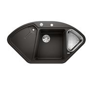 Blanco Delta II - Fregadero de silgranite, 106x58 cm, con control de desagüe y con accesorios, negro 525867