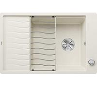 BLANCO Elon XL 6 S-F Fregadero de granito de color blanco suave de SILGRANIT, tipo de montaje: empotrable, reversible, para armarios inferiores de 60 cm de ancho, lavabo grande, superficie fácil de