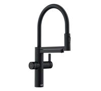 Blanco EVOL-S Pro - Grifo para fregadero con brazo flexible, función ducha y filtro, negro mate 526636