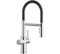 Blanco – Grifo de cocina Catris-S 526705 – Monomando flexible con filtro, cromo/negro