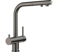 BLANCO FONTAS-S II: Grifo de cocina con filtro, alta presión, acero satinado oscuro, con ducha flexible. - SIN SISTEMA DE FILTRACIÓN - DEBE COMPRARSE POR SEPARADO. - Incluye 5 años de garantía