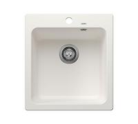 BLANCO Fregadero de granito NAYA 45 de color blanco de granito, tipo de montaje: instalación desde arriba, para armarios inferiores de 45 cm de ancho, gran volumen para un uso óptimo, superficie fácil