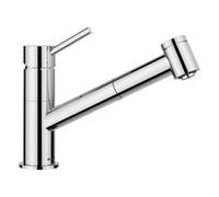 BLANCO Grifo de cocina Kano-S Vario en cromo de baja presión con manguera extraíble, válvula antirretorno, cartucho de cerámica con alcachofa ajustable para un chorro fuerte