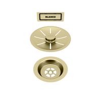 Blanco - Juego de desagüe C-overfloww para fregadero de 1 seno, dorado satinado 203476