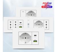 Blanco Italia Chile USB inteligente tipo c 20W carga rápida toma de corriente de pared plástico Chile Schuko doble USB enchufe TV TEL ordenador Italy TV Compu CAT6