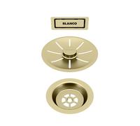 Blanco - Juego de desagüe C-overfloww para fregadero de 1 seno, dorado satinado 203476