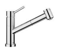 BLANCO KANO-S-F Vario | Grifo de cocina en cromo | Alta presión | Con manguera extraíble | montaje en ventana frontal | cartucho de cerámica | con alcachofa ajustable para un chorro fuerte