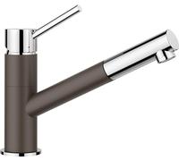 BLANCO Kano-S | Grifo de cocina en café/cromo, baja presión, con manguera extraíble, válvula antirretorno, cartucho de cerámica, calidad asegurada del agua y ahorro de agua