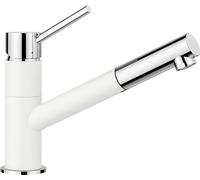 BLANCO KANO-S | Grifo de cocina en color blanco/cromo silgranito | baja presión | con manguera extraíble | válvula antirretorno | cartucho de cerámica | calidad asegurada del agua y ahorro de agua