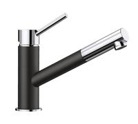 BLANCO KANO-S | Grifo de cocina en negro plateado y cromo | alta presión | con manguera extraíble | válvula antirretorno | cartucho de cerámica | calidad del agua y ahorro de agua | [5,5 x 24,6 x 19,1