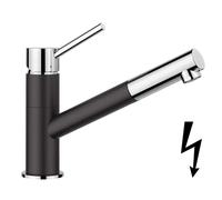 Blanco Kano S - Grifo de fregadero con caño extraíble, negro/cromo 527652