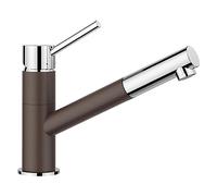 BLANCO KANO-S - Grifo Monomando Bicolor para Cocina con Caño Extraíble - Cromado/Marrón - 525043
