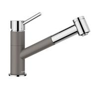BLANCO KANO-S Vario Grifo de cocina en gris volcánico-cromado de alta presión con manguera extraíble, válvula antirretorno, cartucho de cerámica con alcachofa ajustable para un chorro fuerte