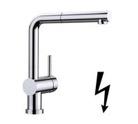Blanco Linus S-F - Grifo de fregadero con salida extraíble, plegable bajo ventana, cromo 514276