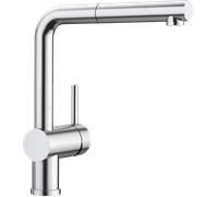 Blanco Grifo LINUS-S Monomando caño alto giratorio 140° extraíble PVD Steel