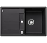 BLANCO METRA 45 S-F Fregadero de granito de color negro de SILGRANIT, tipo de montaje: empotrable, reversible, para armarios inferiores de 45 cm de ancho, lavabo grande, superficie fácil de limpiar