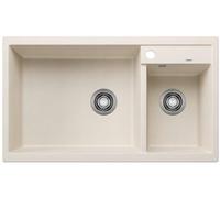 BLANCO Metra 9 Silgranit Softweiß | Tipo de montaje: instalación desde arriba | principal izquierda | sin desagüe | armario bajo 90 | doble lavabo para un uso fácil de usar