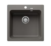 BLANCO NAYA 5, SILGRANIT gris volcánico, tipo de montaje: instalación desde arriba, sin mando a distancia, armario inferior de 50, gran volumen de la piscina para un uso óptimo, superficie fácil de