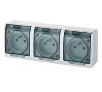 BLANCO NT 3X Z/U ENCHUFE CON TAPA DE HUMO IP44 HERMES 0323-01