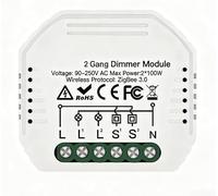 Blanco para zigbee Módulo de interruptor de atenuación inteligente de 5,2 × 4,7 cm, para aplicación tuya Regulador de luz inalámbrico de 2 vías compatible con Alexa, se adapta a cajas de pared