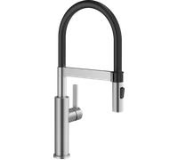 Blanco Sonea-S Flexo - Grifería Monomando Presión Alta Acero Inoxidable Macizo Cepillado Caño 360°