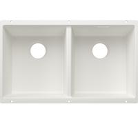 Blanco SUBLINE 350/350-U - Fregadero 2 Cubetas Bajo Encimera Mueble de 80 Cm Blanco