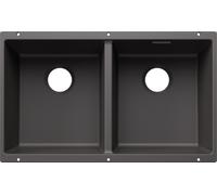 Blanco SUBLINE 350/350-U - Fregadero 2 Cubetas Bajo Encimera Mueble de 80 Cm Gris roca