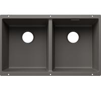 Blanco SUBLINE 350/350-U - Fregadero 2 Cubetas Bajo Encimera Mueble de 80 Cm Gris volcán