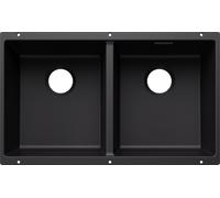 Blanco SUBLINE 350/350-U - Fregadero 2 Cubetas Bajo Encimera Mueble de 80 Cm Negro