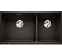 Blanco SUBLINE 480/320-U - Fregadero 2 Cubetas Bajo Encimera Mueble de 90Cm Negro