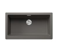 BLANCO VINTERA XL 9-U Fregadero de granito de color gris silcán, tipo de montaje: bajo encimera, para armarios inferiores de 90 cm de ancho, sin mando a distancia, desagüe con tubo ahorro, 89,6 x 51 x