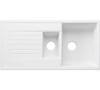 Blanco Zia 6 - Fregadero de Silgranite, 100x50 cm, con control de desagüe, blanco fino 527206