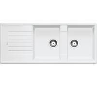 Blanco ZIA 8 S - Fregadero 2 Cubetas+Escurridor Reversible Sobre Encimera Blanco